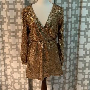 Honey Punch gold sequin mini dress